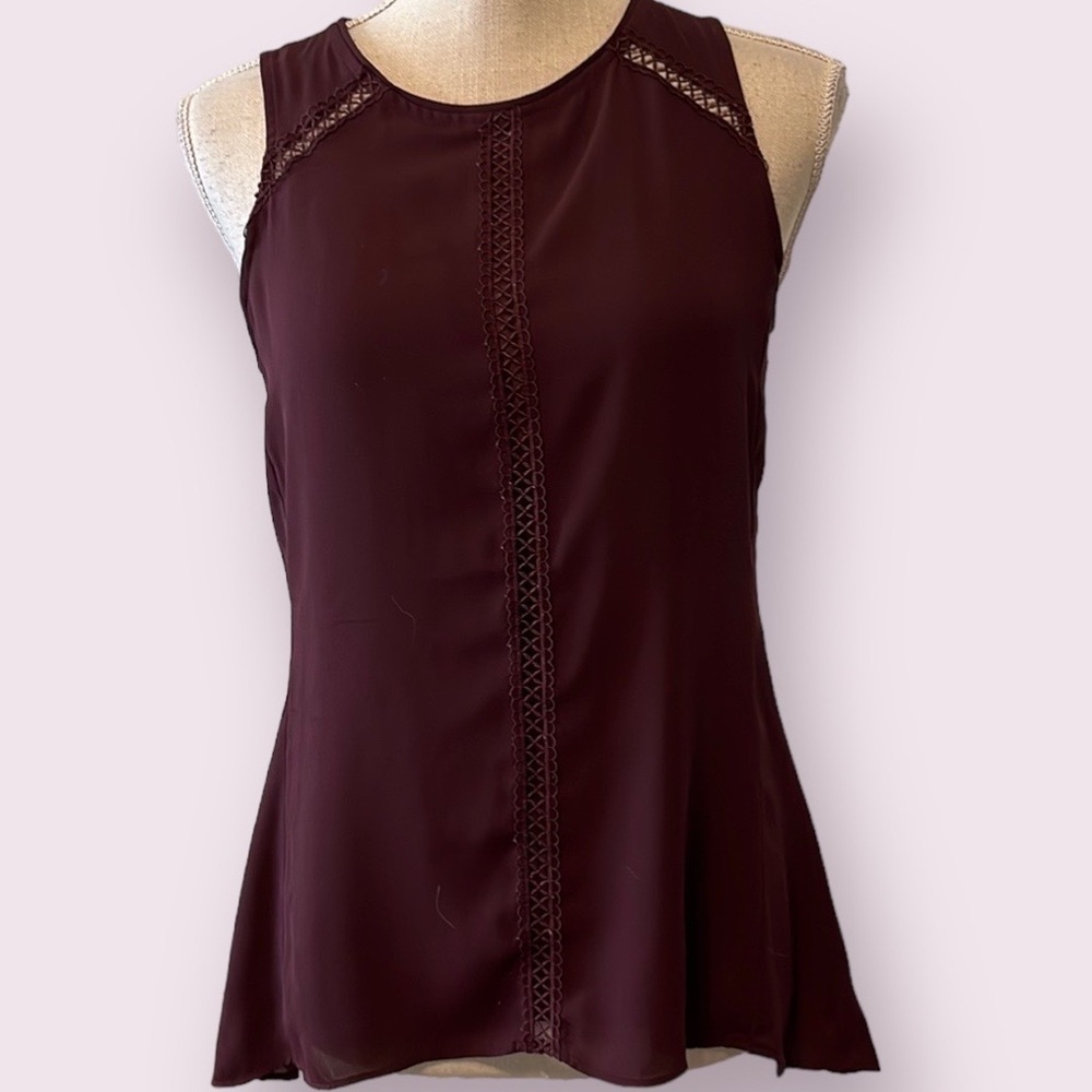 WHBM burgundy sleeveless blouse. Size XS